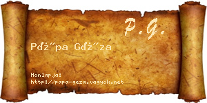Pápa Géza névjegykártya